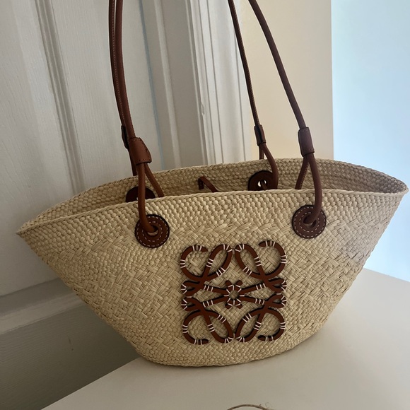 Loewe Cream and Brown Tote Bag with Leather Accents - Picture 1 of 10